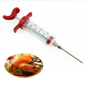 Marinade Injector Flavor Syringe Cook Meat Turkey Chicken BBQ Needle US