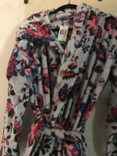Vera Bradley Plush Fleece Floral Belted Robe 2 pocket-hooded design Large/XL NIB