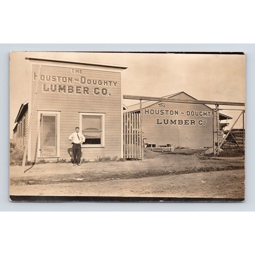 RPPC Vintage Postkarte Houston-Doughty Holz Co Büro Holz Hof echtes Foto