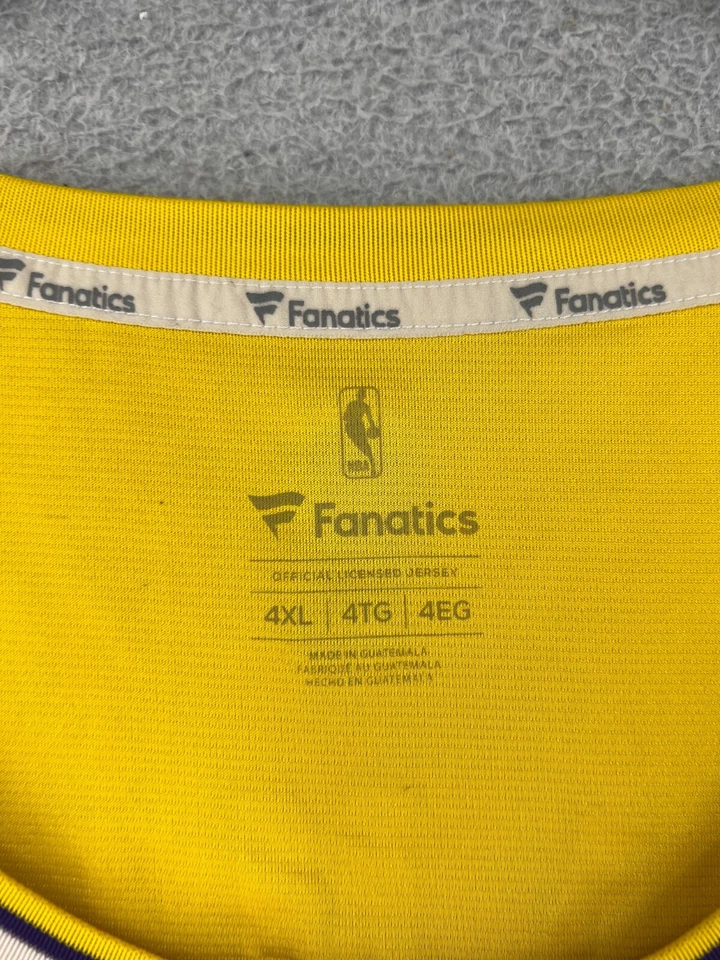 Camiseta masculina Los Angeles Lakers 4XL XXXXL amarela fanatics Labron James #23 poli - Imagem 3 de 4