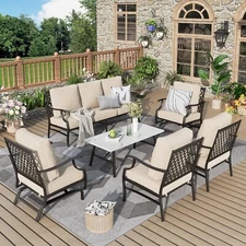 6 Piece Patio Furniture Set Outdoor Conversation Set for Lawn Garden for 7-Seats