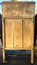 Antique National Washboard Co No. 194 Top Notch USA Brass Ribbed 24" Scrub Board