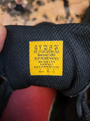 shin Skechers Work Slip Resistant 77235 Black Running Shoes Sneakers