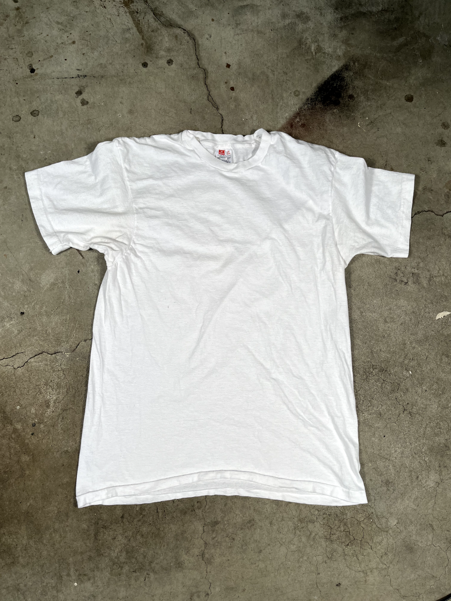 90s 00s HANES WHITE 白 半袖 SWEATSHIRT USA製 90's White Hanes Blank 100% Cotton Tee Shirt Size L Large