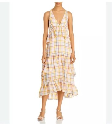 NEW CINQ À SEPT Astor Tiered Midi-Dress Size: 8