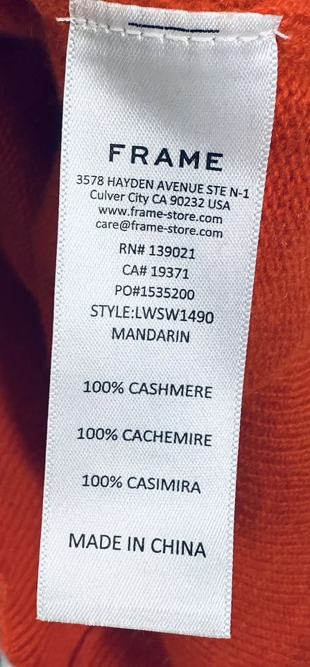 Suéter con Marco Para Mujer Naranja Cachemira Tejido Pullover Acanalado Manga Corta M Foto 4 de 4