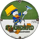 VINTAGE STANDARD GASOLINE PORCELAIN SIGN SERVICE STATION OIL DISNEY GAS AMERICAN