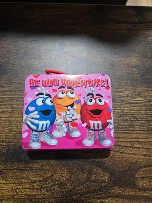 Vintage 2001 M&M's Minis Valentines Tin Lunchbox with Handle Pre-Owned
