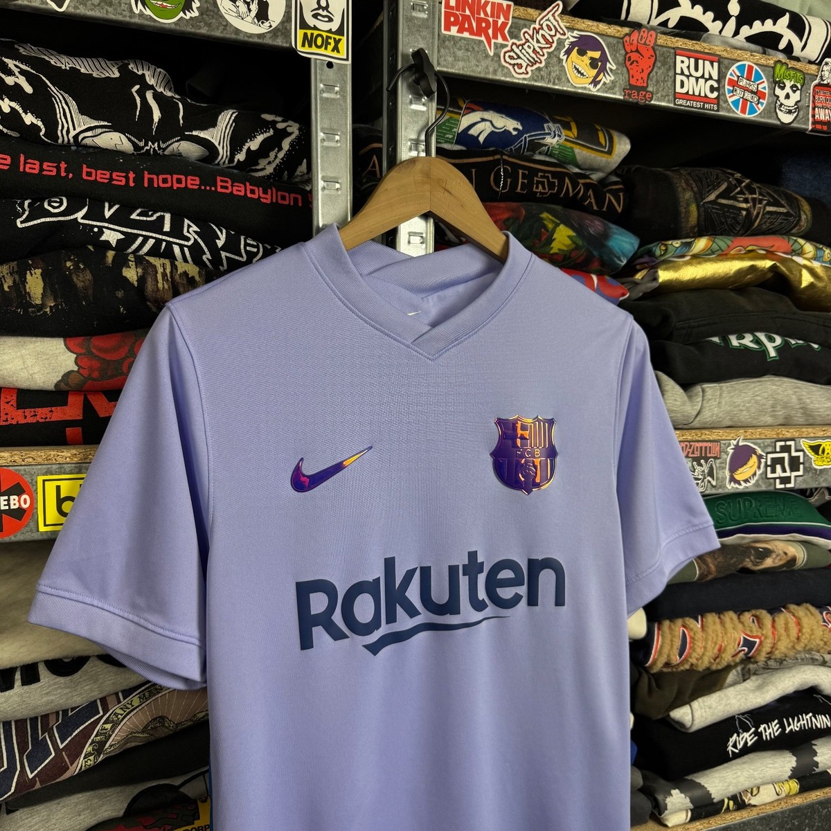 FC BARCELONA 2021 2022 AWAY FOOTBALL SHIRT SOCCER JERSEY NIKE SIZE