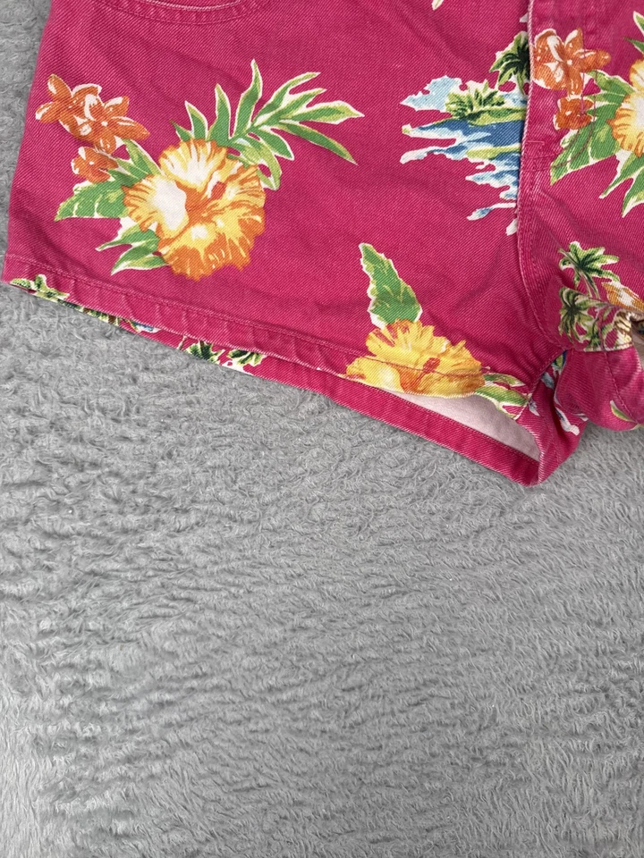 Denim & Supply Ralph Lauren Shorts Womens 32 Pink Floral Hawaiian Print Denim - Image 3 of 4
