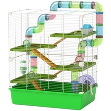 23" 5-Tier Metal Hamster Cage w/ Exercise Wheel, Water Bottle  Food Dish, Green