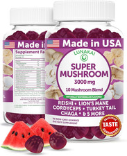 USA Made Super Mushroom Gummies for Adults   10-In-1 Adaptogenic Mushroom Supple
