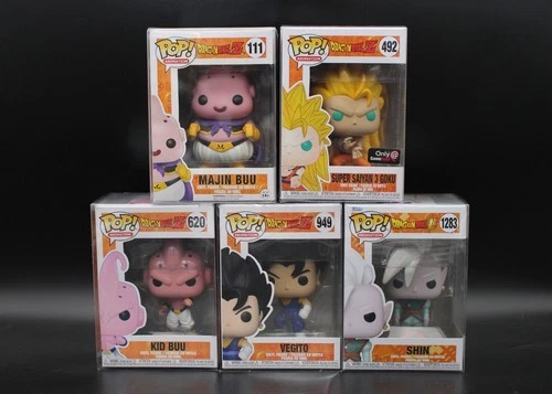 Funko Pop! Dragon Ball Z  Lot Of 5 Majin Buu Saga Figures w/ Protectors SS3 Goku