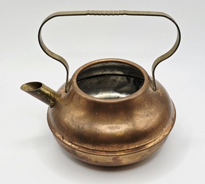 Old Small Copper Tea Pot Antique Vintage Decor Cottagecore Patina