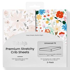 Floral Baby Crib Sheets 2-Pack, Hypoallergenic, Soft Jersey-Knit, Extra Deep