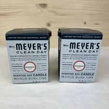 2 Pk Mrs. Meyer's Clean Day Limited Edition 7.2oz Snowdrop Soy Candle 35 Hr Burn