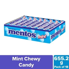 Mentos , Mint Flavour, Chewy Candy Stick Pack, 655.2 Grams- Pack Of 18 free ship
