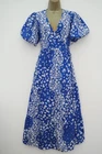 NEW LOOK MATERNITY BLUE WHITE FLORAL WRAP OVER MIDI TEA SUN DRESS SIZE 12
