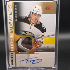 Upper Deck SP Game Used Rookie Sweaters Zegras Auto RC RS-TZ /49 Ducks