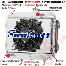 3 Row Aluminum Radiator Shroud Fan For 1978-1985 80 Toyota Corolla 1.6L AT
