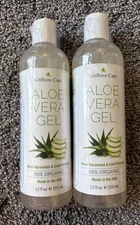 2 KinRose 12oz Organic Aloe Vera Gel  Face Skin Hair & Sunburn Relief Unscented