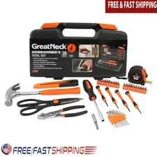 Homeowner Tool Set Repair Maintenance Pliers Hammer Screwdrivers Storage Case US