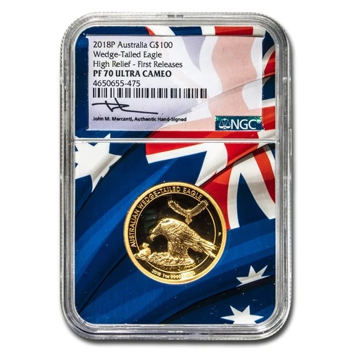 2018 AUS 1 oz Gold Wedge Tailed Eagle PR-70 NGC HR (FR)