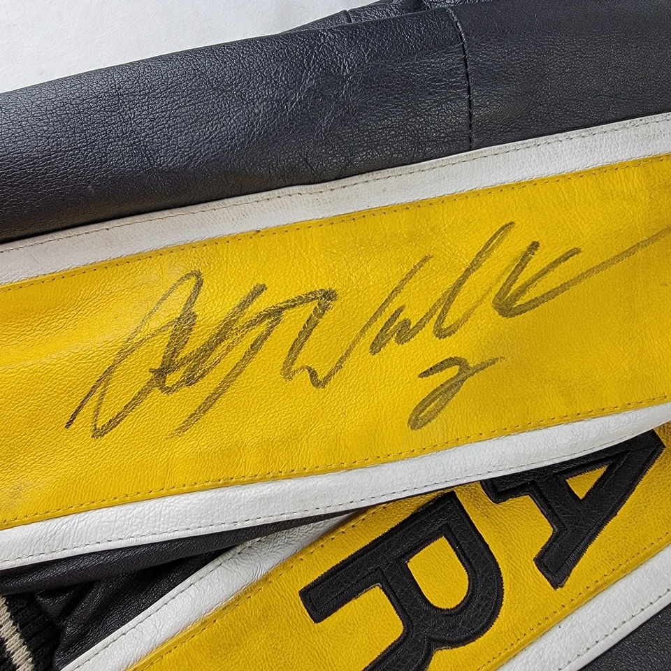 Vintage Rusty Wallace Autographed NASCAR Leather Jacket XL Varsity Bomber - Image 3 of 4