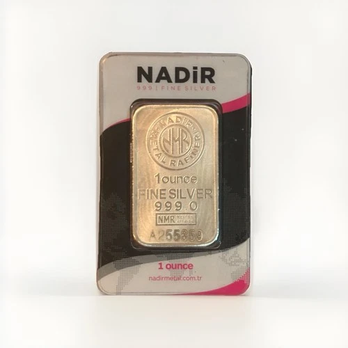 Nadir Mint 1 Ounce Silver Bar 999.0 Fineness Fine Silver Precious Metal Content