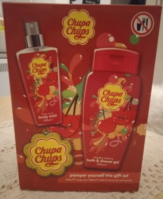  Chupa Chups 3 tlg. Geschenkset Cheeky Cherry  Duschgel + Body Spray + Schwamm