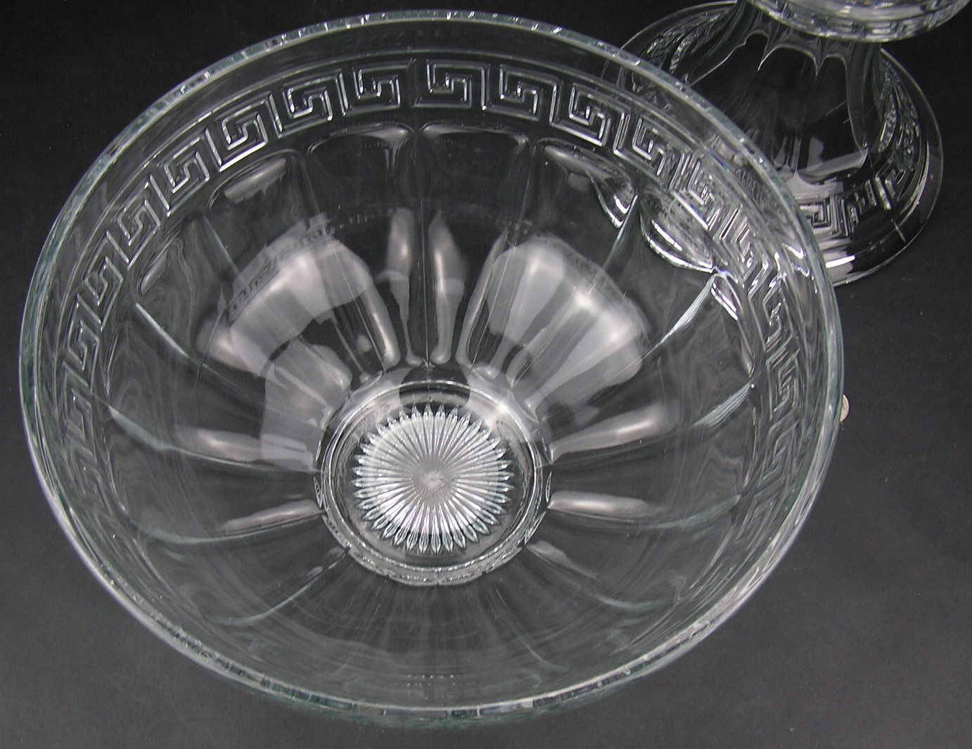 Antique Signed Heisey Glass Punch Bowl on Stand w/ 8 Cups GREEK KEY eBay