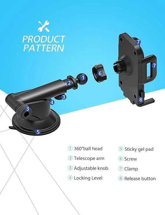 Soporte para teléfono de automóvil Mpow Gen-2 parabrisas soporte para teléfono celular Foto 2 de 4