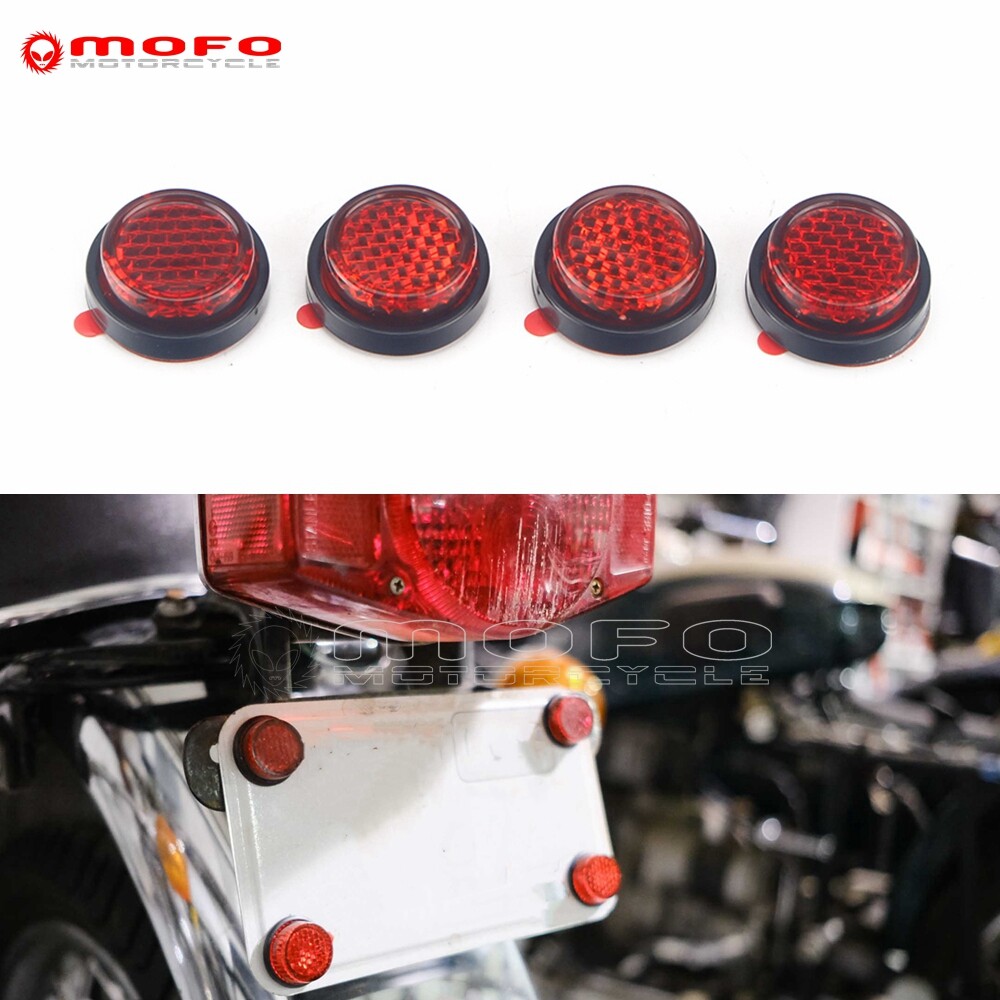 4pcs Motorcycle Red Safety Reflectors Mini License Number Plate