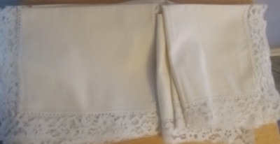 Vintage Lace & Linen Placemat Set 5 Placemats 3 Napkins Ivory Unbranded