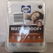 Sealy Mattress Pad Twin White Waterproof Plus Microfiber Top Stain-Resistant