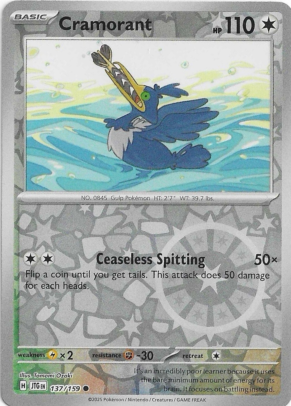 Pokemon - Cramorant - 137/159 - Reverse Holo - Journey Together - NM/M