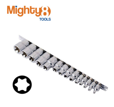 Selta Taiwan Cr-V 14pc 1/4'' 3/8'' 1/2'' Dr. Torx E-Star Female Socket Set: E4-E24