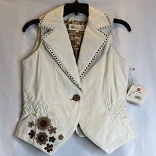 Wilson Leather Ivory Vest Women’s Xs Studded Luxurious Premium Made Nwt $158