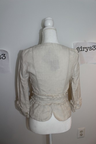 NWT Anthropologie idra Present Yourself Creme Linen Bow Blazer, Women's Sz 0 - Picture 4 of 11