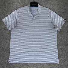 Nike Tiger Woods Shirt Mens XL Blue Striped Golf Polo Dri-Fit Performance Adult