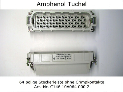 Amphenol Kontakteinsätze Stifteinsatz Steckverbinder 64 pol+E mit Stifte 0,5 mm²
