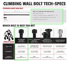 3/8-16 x 2" Socket Head Allen Cap Screw - Escape Climbing Rock Wall - Qty 50