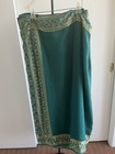 New 100% Silk Crepe Banarasi Style Saree Emerald Turquoise Green w Thread work — photo 4