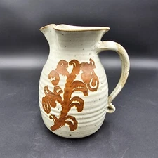  William Brouillard Studio Pottery Pitcher Vase Earthenware Signed WB