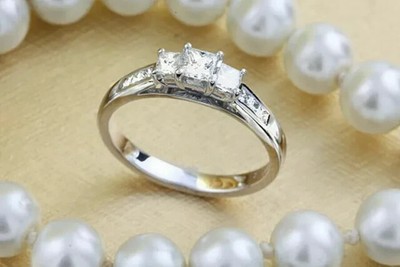 Princess Cut 1.20 Ct Lab-Created Diamond Engagement Ring In 14K White Gold Over