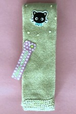 Sanrio 32 Hello Kitty Applique Sequin Trim Beige Knit 78-Inch Skinny Scarf NWT