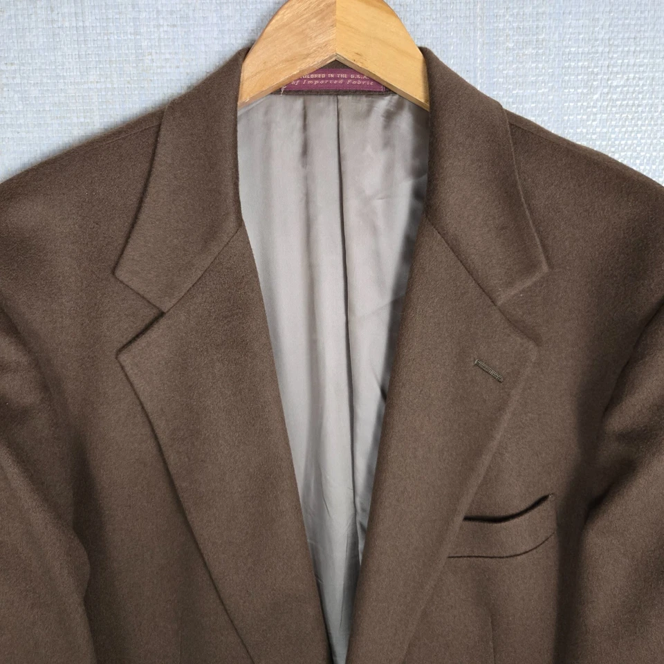 LORO PIANA 100% 羊绒尺寸 44L 男式 2 按钮缺口翻领西装外套棕色 — 第 3/4 张图片