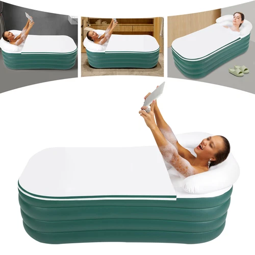 Inflatable Bathtub Hot Water Bath Spa Adult Bath Tub w/ Electric Air Bump Green - Picture 2 of 6