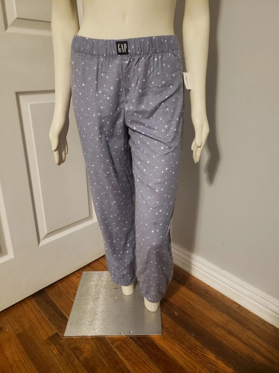 Gap Body Flannel Blue White Stars Elastic Waist Tapered Lounge Pants NWT  Small