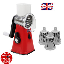 Image of AMOS Rotary Cheese Grater, Stainless Steel Hand Crank Veg Food Chopper & Slice